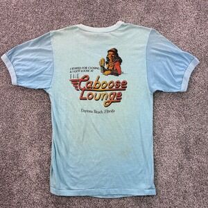 Vintage 70s The Caboose‎ Lounge Shirt Mens L Daytona Beach Florida Drinking